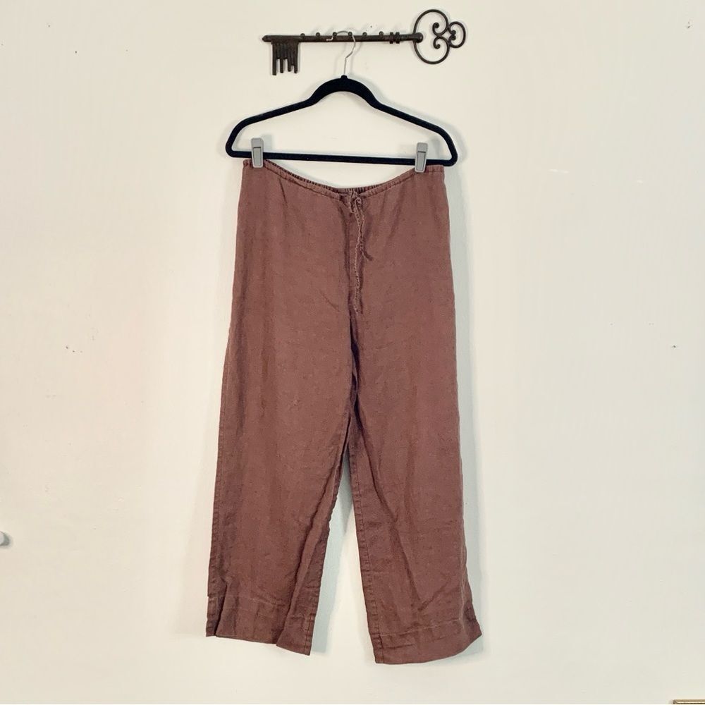 VTG 90s The Limited 100% linen brown drawstring wide leg pants L